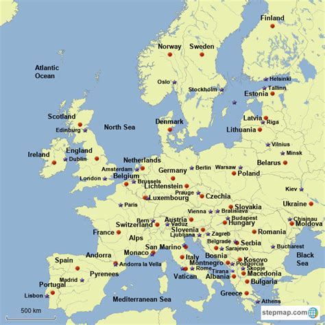 Stepmap European Countries And Cities Landkarte Für France