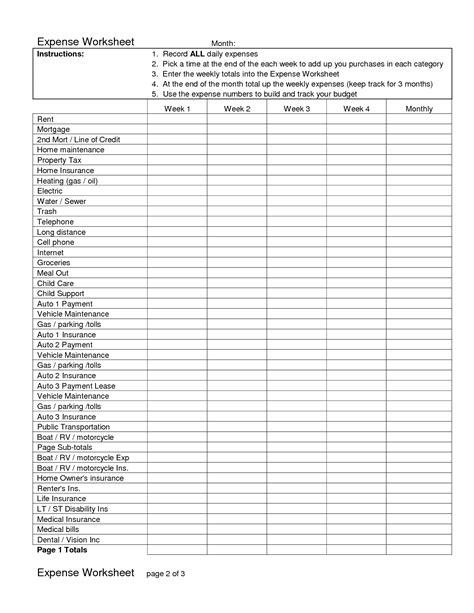 17 Free Income And Expense Worksheet