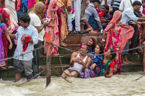 Devotees Gathered To Make A Holy Dip At River Ganges Editorial Stock