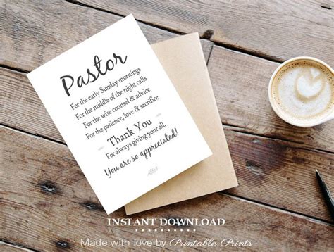Printable Pastor Appreciation Card 5x7 Card T For