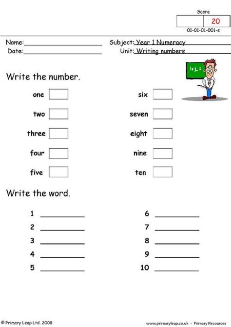 Numeracy Writing Numbers In Words Worksheet Uk