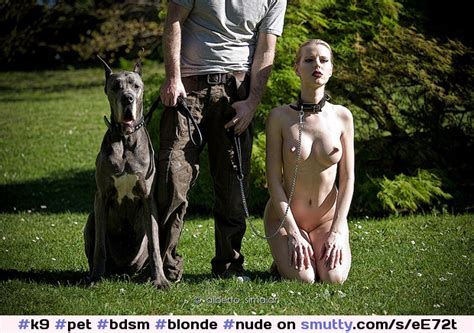 Pet Bdsm Blonde Nude Slave Leash Tits Knees Collared
