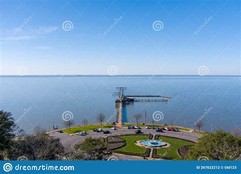 Aerial View Of The Fairhope Alabama Municipal Pier On Mobile Bay In