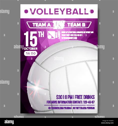 Volleyball Poster Vector Sport Event Announcement Banner Advertising
