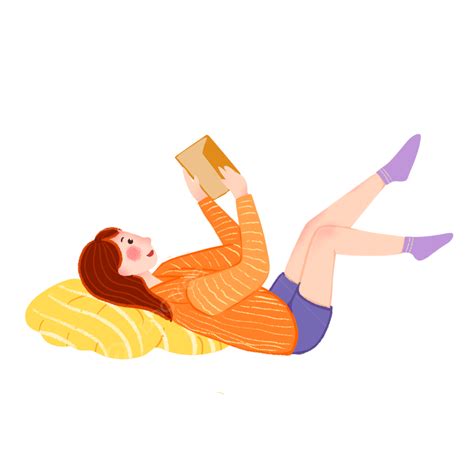 Lying Down Reading Hd Transparent Girl Lying Down Reading A Book Girl