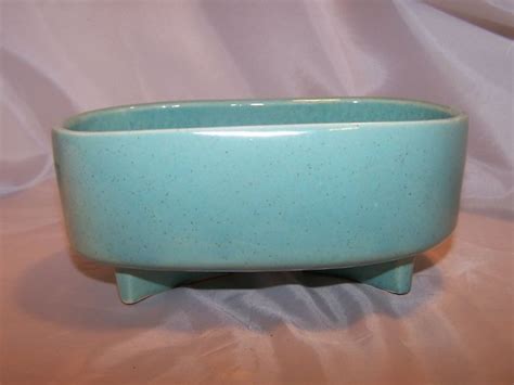 Mccoy Pottery Footed Planter Speckled Green Gloss Usa