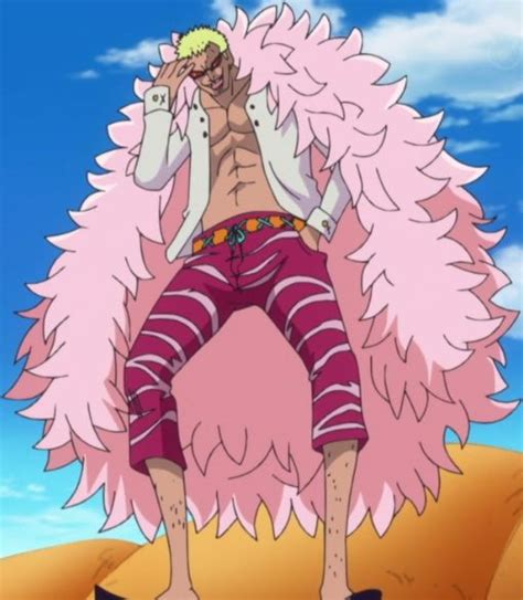An Anime Character With Pink Feathers On His Head And Legs Standing In