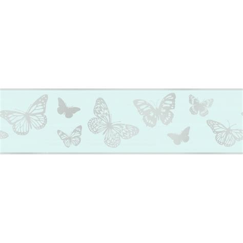 Fine Decor Glitz Butterfly Glitter Wallpaper Border Teal