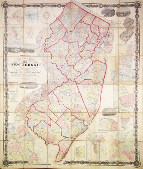 Monumental Map Of New Jersey Rare And Antique Maps