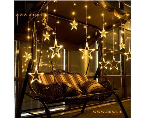 Star Light Led Curtain String Lights With 12 Hanging Golden Stars138