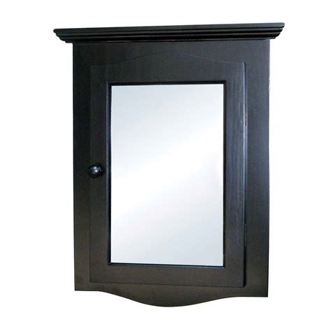 Black Solid Wood Bathroom Corner Medicine Cabinet Recessed Mirror