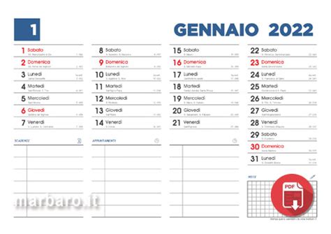 Calendari 2022 In Pdf Da Stampare Con Le Festività Italiane