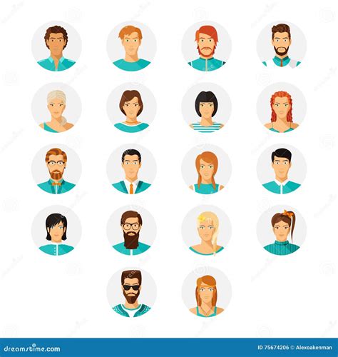 Vector Human Avatar Set In Modern Flat Style Stock Vector