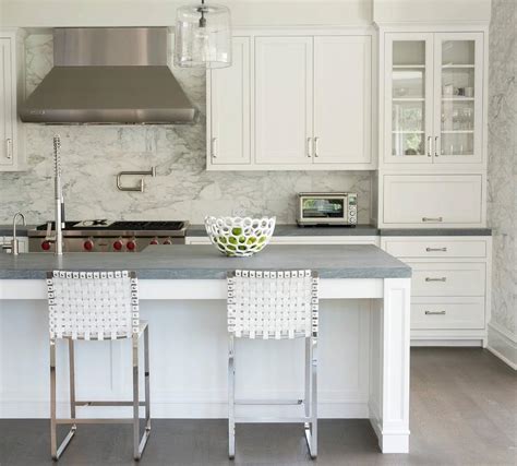 Honed Gray Granite Countertops Transitional Kitchen