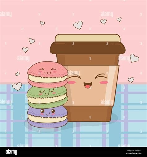 Coffee With Donuts Kawaii Characters Stock Vector Image And Art Alamy