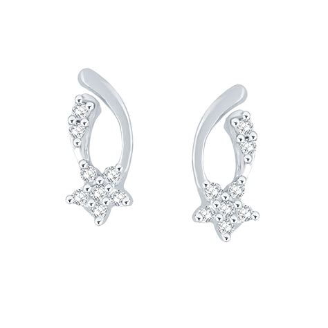 Giantti Silver Diamond Womens Stud Earring Igl Certified 0114 Ct