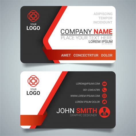 Start the design process with a business card template. Red and black layout business card template. Vector ...