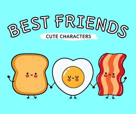 Premium Vector Cute Funny Happy Toast Bacon And Fried Eggs