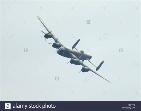 A Lancaster Ww2 Bomber In Flight During An Air Display It Is Stock