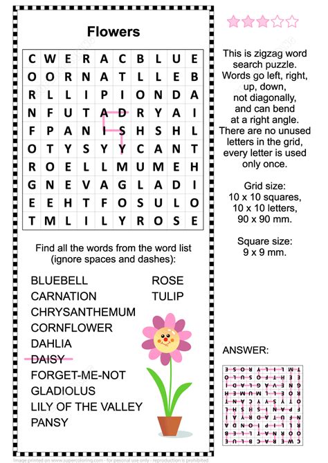 Flower Names Printable Word Search Puzzle Printable