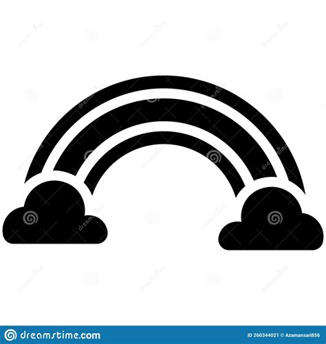 Rainbow Cloud Silhouette Black Glyph Icon Stock Vector Illustration