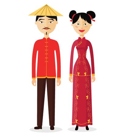 Vector Of Chinese Couple Man And Woman ID 114437564 Royalty Free
