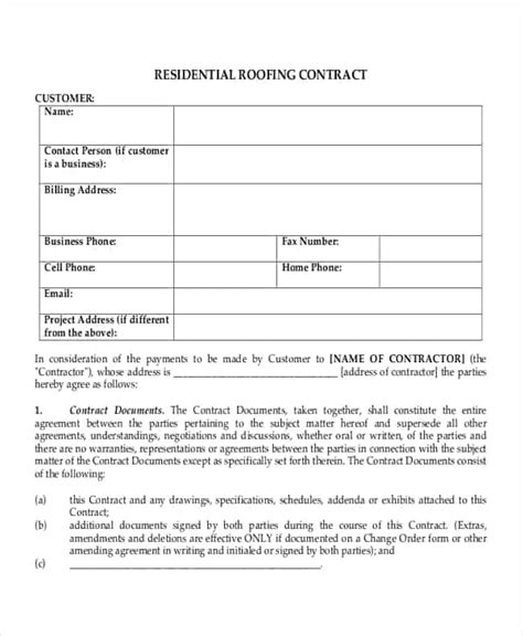 Roofing Contract Templates Find Word Templates