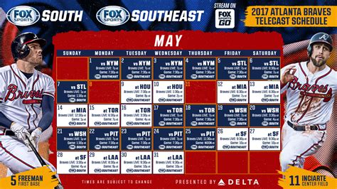Mlb standings, news, tv listings, playoff picture, & more! Atlanta Braves TV Schedule: May | FOX Sports