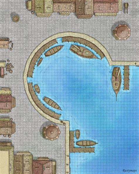 Vikings Docks By Rustymaps Battlemap 48x60 Dndmaps