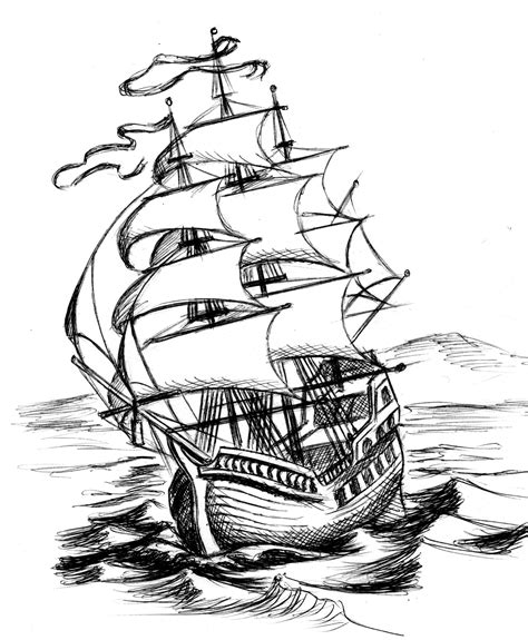 Pirate Ship Drawing Boat Drawing Art Drawings Sketches Pencil Tattoo