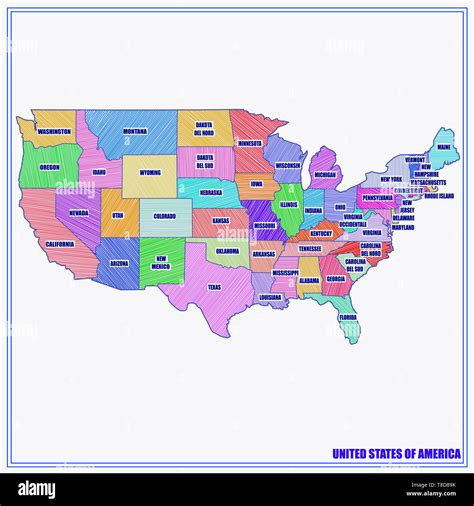 mapa de estados unidos con las regiones y infográfico ilustración colorida con mapa de ee uu