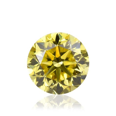 071 Carat Fancy Intense Yellow Diamond Round Shape Vs2 Clarity Gia