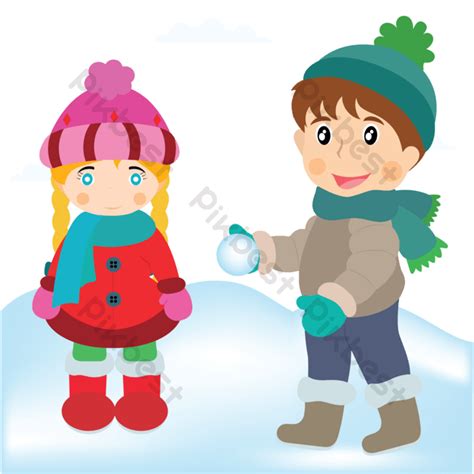 Children Playing In The Snow Winter Season Png Images Ai Free