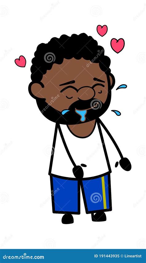 African American Man Cartoon Drooling In Love Stock Illustration