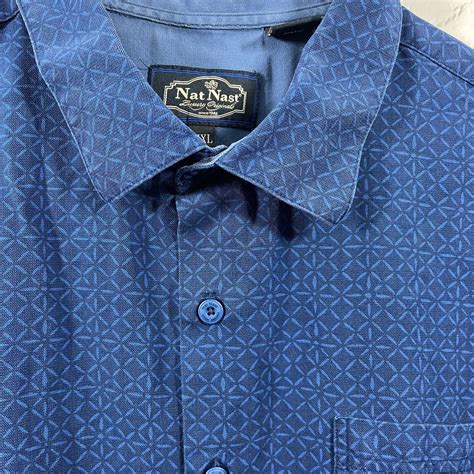 Nat Nast Mens Blue Silk Cotton Blend Floral Short Sleeve Button Up