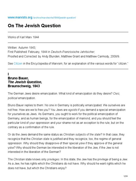 On The Jewish Question Pdf Property Rights