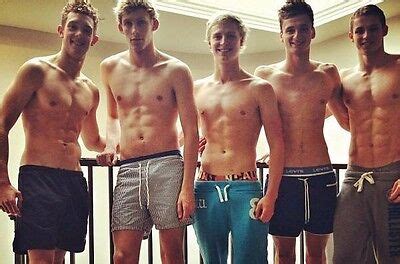 Shirtless Male Muscular Frat Babe College Jocks Lined Up X PHOTO X