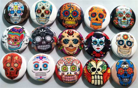 Tag Der Toten Sugar Skull Flatback Buttons Kunsthandwerk