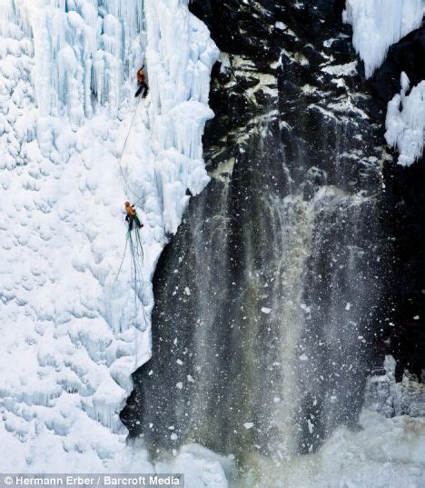 Ice Climbers Cheat Death As Frozen Waterfall Collapses Next To Them