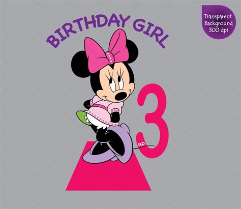 Minnie Mouse 3rd Birthday Girl Clipart Mickey Mouse Svg Etsy