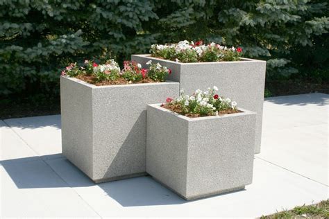 Outdoor Concrete Planters In The Garden | Concrete planters, Square