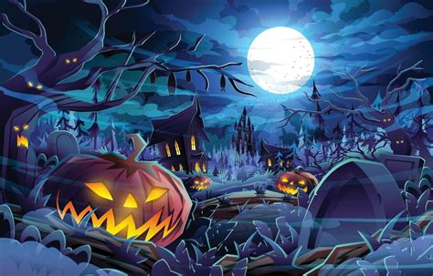 Halloween Dark Night Scenery Background Concept 3226310 Vector Art At