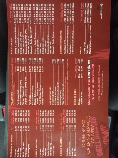 Menu items and prices are subject to change without prior notice. Online Menu of Grill Master BBQ Restaurant, Bloomfield, New Jersey, 07003 - Zmenu