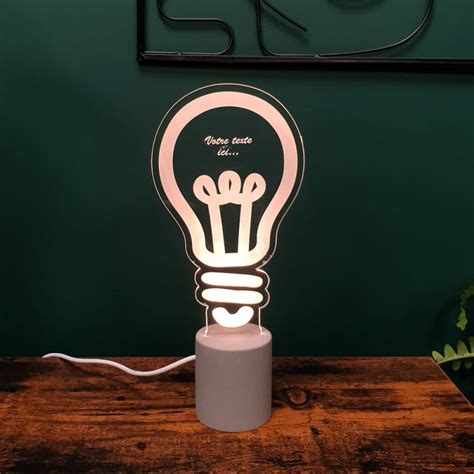 Lampe Personnalisée Ampoule Plexiglas Avec Socle Béton