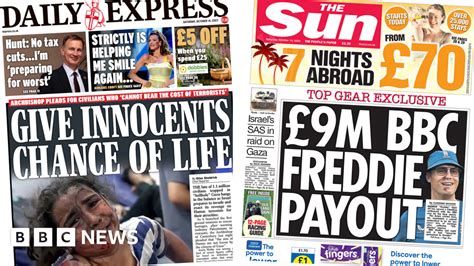 Newspaper Headlines Gaza Braced For Invasion And Flintoff Gets BBC Payout BBC News
