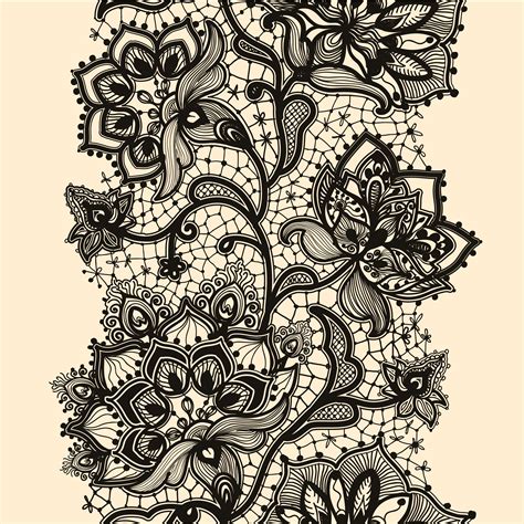 Download now floral lace pattern vector for free. Abstract lace ribbon seamless pattern with elements ...