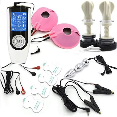 electric shock kit anal plug nipple sucker clitoris stimulate body massage pads electro nipple