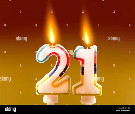 21st Birthday Candles Birthday Cake Candles 21 Candles Alight Stock