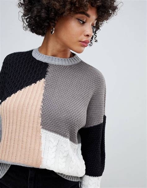 Missguided Colour Block Jumper In Multi Asos Color Block Sweater