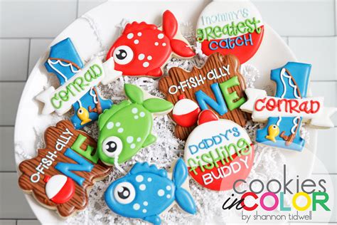 O Fish Ally One Cookies In Color Shannon Tidwell First Birthday